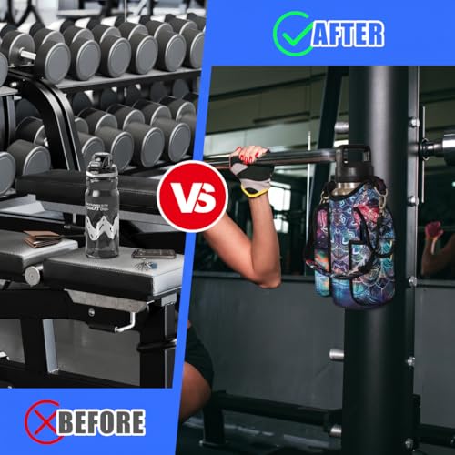 icolor Magnetic Gym Bag Water Bottle Carrier Holder with Phone Pockets & Shoulder Strap,Gym Magnetic Bag 5 Built-in Magnets Gym Accessories Organizer Sling Bottle Bag Pouch Sleeve - color: Mandala