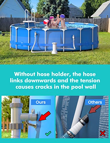 【PATENTED】MASCARRY Above Ground Swimming Pool Hose Adapter with Plunger Valve and Pipe Holder - Replacement Parts for Pool Pump System (1 Pack) | Includes 1 hose adapters, plunger valves and pipe holders for secure connection and water-flow control on com