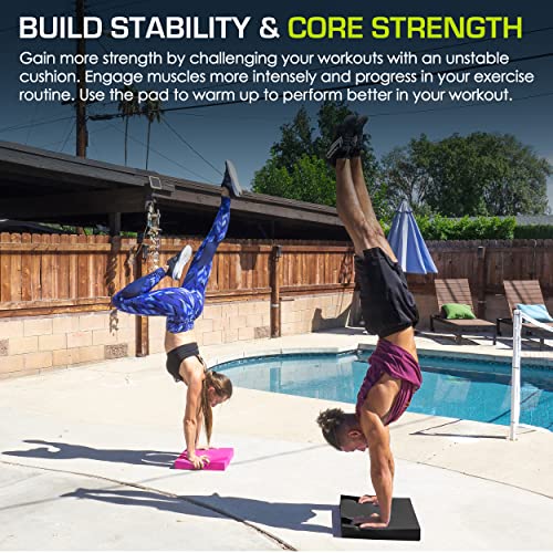ProsourceFit Exercise Balance Pad, Non-Slip Cushioned Foam Mat & Knee Pad for Fitness and Stability Training, Yoga, Physical Therapy - color: Black, size: XL - (18.75" x 15")