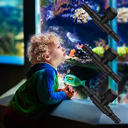 Honoson 30 Pieces Aquarium Air Control Valve T Shaped Air Pump Control Valves Single Way Plastic Flow Regulator for 4 mm Hose Line Tubing Connector(Black) - color: Black