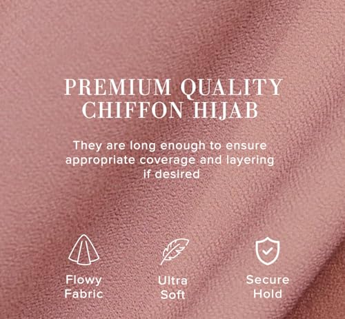Premium Chiffon Hijab Scarf for Women Lightweight Non Slip Fashion Scarves - color: Dusty Rose, size: 1 Pack