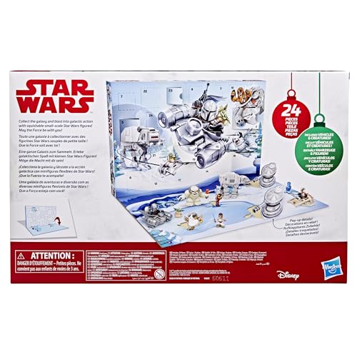 STAR WARS Advent Calendar, 24 Pieces Including Micro Figures & Vehicles, Countdown Calendar, Surprise Toys for Boys & Girls Ages 4+ (Amazon Exclusive)
