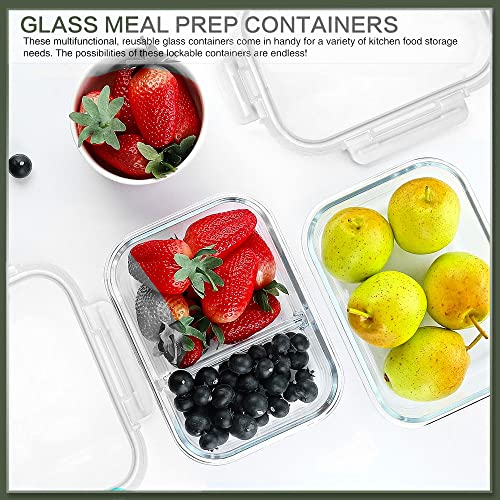 10 Packs 30 oz Glass Meal Prep Containers with Lids, White | Glass Food Storage Containers with Lids,Airtight Lunch Bento Boxes,Microwave, Oven, Freezer and Dishwasher - color: White