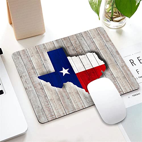 Texas Map Mouse Pad, Texas Flag on Rusty Rustic Wooden Board American Southwestern Customized Non-Slip Rubber Base Mousepads, Computer Mouse Pads for Wireless Mouse 9.5×7.9×0.12 inches - color: TSP99