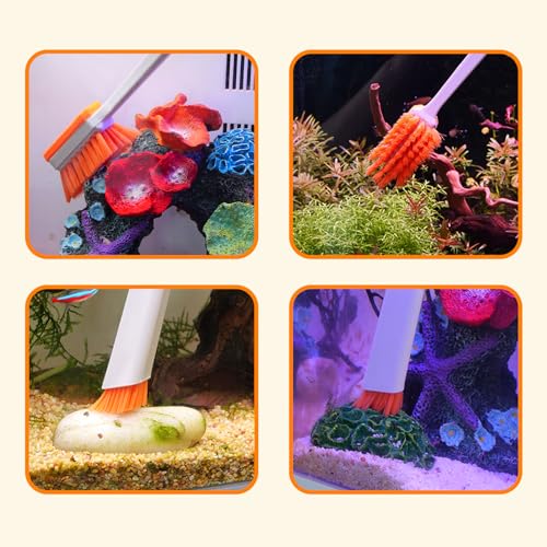 Small Fish Tank Cleaner Brush, Algae Scraper for Aquarium, Glass Aquarium Cleaning Tool, Fish Tank Cleaner Adapted for Glass and Acrylic Aquariums - color: Orange