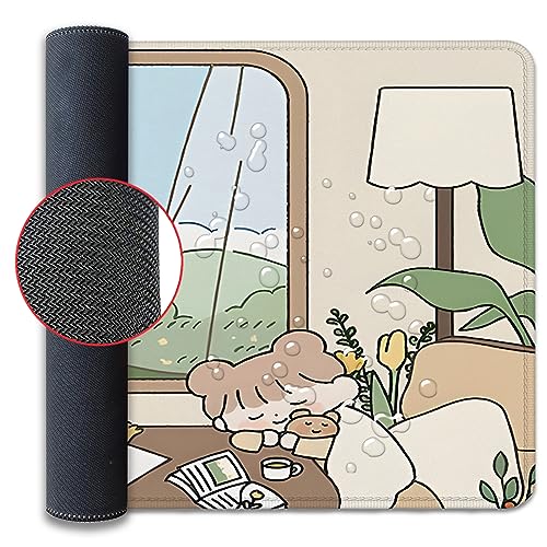 Girl and Rabbit Desktop Mouse Pad, Large Desk Mat, Cartoon Cute Gaming Mouse Pad for Computer Office Home Work (27.5X11.8 in) - color: Girl and Bunny