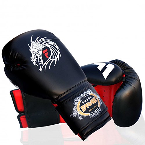 Farabi Pro Fighter Boxing Gloves Sparring Gym Bag Punching Focus Pad Mitts - color: Black Dragon, size: 14Oz