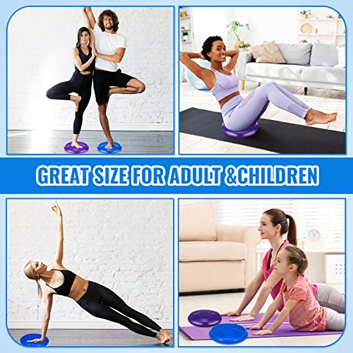 Outus 2 Pcs Balance Disc Inflated Wobble Cushion for Sensory Kids 13. 4 Inch Wiggle Seat Flexible Seating with Hand Pump for Kids Men Women Classroom Exercise Office Home Chair - color: Blue,Purple