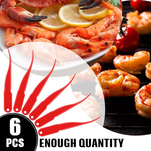 Gisafai 6 Pcs Shrimp Peeler Plastic Deveiner Cleaner Tool for Kitchen Shrimp Deveining Peel Tool, 10.2 Inch(Red) - color: Red
