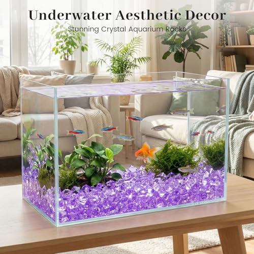 DomeStar Purple Fake Ice Rocks, 150PCS Acrylic Gems Crystals Plastic Diamonds Centerpiece for Vase Fillers DIY Craft Wedding Party Table Scatter Decorations | Fake Diamonds for Table Centerpieces Birthday Party Decor, Fish Tanks Decor Table Scatter DIY Cr