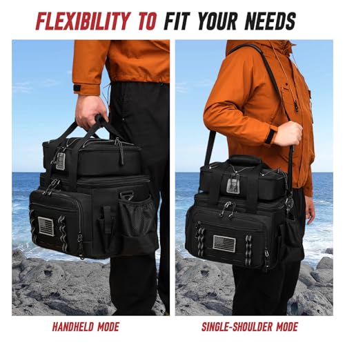 Fishing Tackle Bag, Detachable Fishing Reels Storage Pouch, Fishing Gear Organizer, Adjustable Shoulder Strap Fishing Bags for Saltwater & Freshwater - color: Black