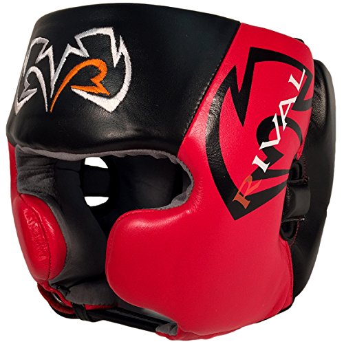 RIVAL Boxing RHG20 Traditional Headgear - Microfiber Inner Lining, Quick and Easy Adjustment, and Dual Density Foam Padding - color: Black/Red, size: Large