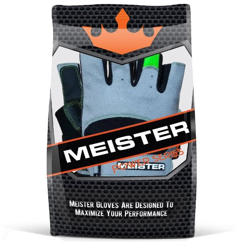 Meister Wrist Wrap Weight Lifting Gloves w/Gel Padding - color: Gray / Neon Green, size: Large
