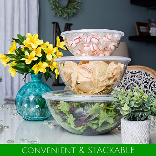 Disposable 48 Ounce Round Crystal Clear Plastic Bowls With Lids 4 Sets - size: 48 OUNCE