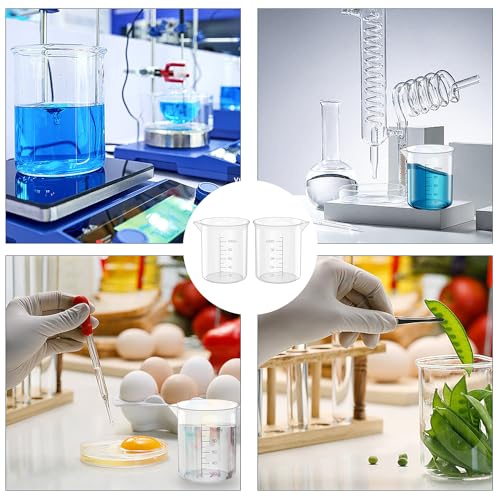12 Pcs 10 Oz Transparent Experiment Measuring Cup | 300ml Plastic Beaker for Science Experiment, Measuring - size: 300ml (10oz) - Pack of 12