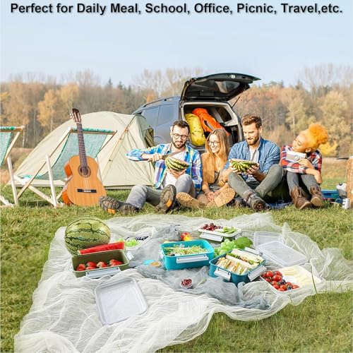 3 Pack Salad Lunch Box Food Storage Containers, 47oz Bento Box To Go Container with Lids, Meal Prep Containers with Removable Tray & Dressing Pots for Kids and Adults, Reusable and Microwave Safe - color: Navy & Navy & Navy