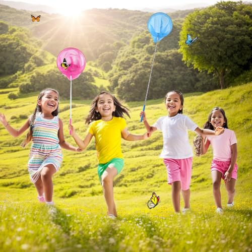 2 Pack Telescopic Butterfly Nets for Kids Outdoor Exploration, Catching Insect Net, Fishing Nets, Outdoor Tools for Catching Bugs Fish Insect Ladybird, Nature Exploration Toys