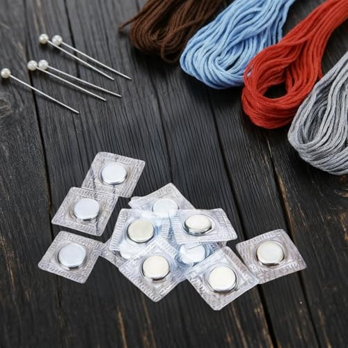 Piopiocoing 64 Pcs 1.18 Inch Hidden Magnetic Snaps,32 Pairs PVC Hidden Sew Invisible Magnetic Snap Clothing Clasp DIY Craft Sewing Tools Fastener Snaps Buttons for Purses