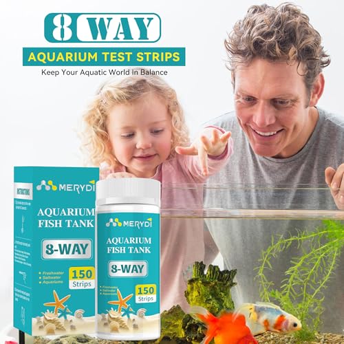 Aquarium Test Strips 8 In 1, 150ct Aquarium Ammonia Test Strips for Saltwater Freshwater Aquariums,Pond Fish Tanks, Aquarium Test Kit-Test pH, Alkalinity,Nitrate,Ammonia and More - color: 8 way aquarium test strips