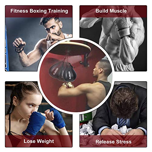 Superior Boxing Speed Bag - PU Leather Speed Punching Ball - Heavy Duty Hanging Swivel Ball for Gym & MMA Muay Thai Sports Fitness - Punching Dodge Striking Speed Reflex Ball - color: Black(10"x7")