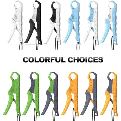 7.5'' Floating Fish Gripper, Fishing Grabber | Catfish Mouth Pliers, Caught Bass Holder, Fish Scale Hook Clamp, Saltwater Lip Grip Tool with Lanyard, Gifts for Men - color: Gray-yellow