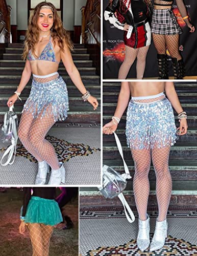 Avidlove Fishnet Stockings for Women Footless High Waist Fishnets Tight | Thigh High Stockings, Open Toe, High Stretch, Comfortable, Gothic Costume, Rave Outfits, for Cosplay, Halloween - color: White-w2