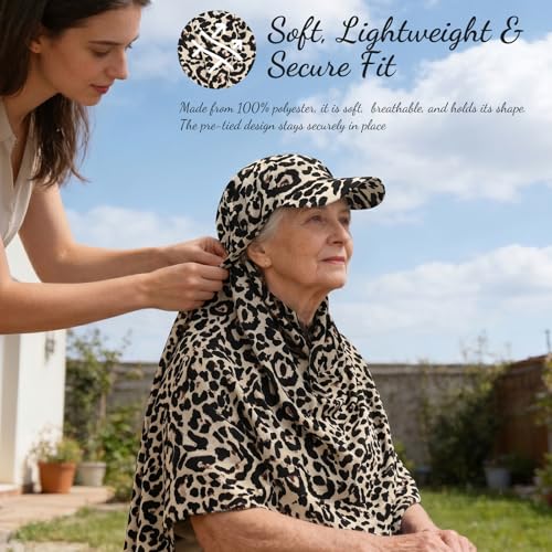ZLYC Women Muslim Hijab Scarf with Visor Built-in Undercap Sun Protection Headwrap - color: Leopard Print