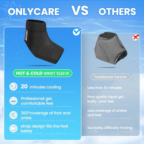 ONLYCARE Ankle Ice Pack Wrap for Swelling, Upgraded Gel Ice Pack Reusable, Hot Cold Therapy, Cold Pack for Sprained Ankle Injuries, Achilles Tendonitis, Plantar Fasciitis - color: Black