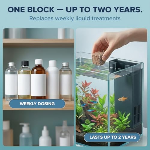 EcoBio-Block Aquarium Water Clarifier (Mini, 3–8 gal) | Volcanic Rock — Lasts Up to 2 Years — No Weekly Additives — Long-Term Water Balance — Safe for Fish, Shrimp, Frogs & Turtles - size: 1 Pack, style: Mini