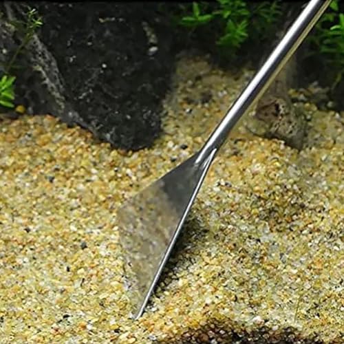 12.6 Inch Aquarium Substrate Shovel, Stainless Steel Sand Leveler | Long Handle for Fish Tank Sand Leveling, Triangular Head Supports Scraping and Planting, Rust-Resistant Silver Finish