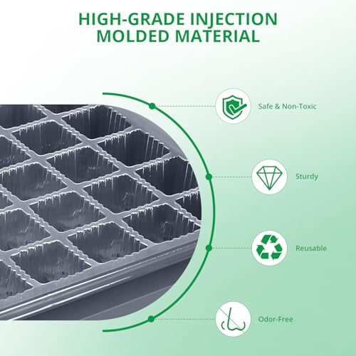 Sondiko Seed Starter Tray with Grow Light, Heated Seed Starter Kit | Temperature Display, Humidity Dome Germination Kit, Adjustable Plant Light for Seed Starting and Seedling Growth - color: Gray