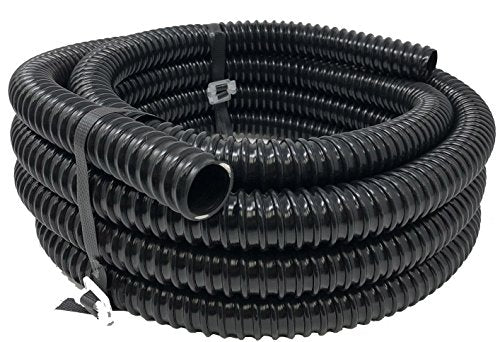1" Dia. Corrugated Pond Tubing 1-Inch ID, 20 FT Length, Black PVC Kinkproof Strong Flex Tubing Made in USA - size: 1 Inch