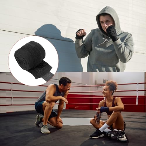 PATIKIL Boxing Hand Wraps, Elastic Boxing Wraps Cotton Fist Mitts Wrist Straps Protection for Muay Thai Martial Art - color: Black, size: 98 inch