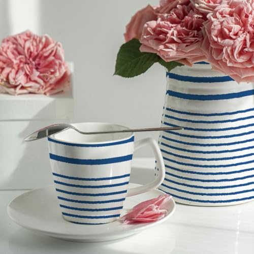 SUPERDANT 5 Pcs Navy Stripe Ceramic Underglaze Stickers Underglaze Transfer Paper Beginner Friendly Pottery Glaze Transfers for Dish Bowl Decor 14.57x20.47 Inch/37x52 cm - style: stripe