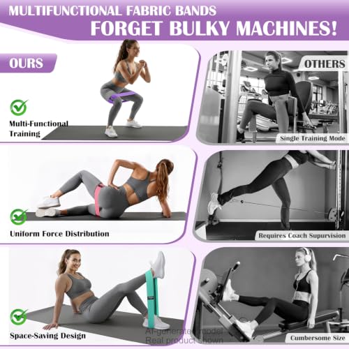 KUTIZE Ankle Resistance Bands with Cuffs & Fabric Resistance Bands Set - Legs & Glutes Workout Equipment for Women & Men, Home Gym Heavy Exercise Bands for Hip, Yoga, Strength Training, Rehab, Pilates - color: Purple
