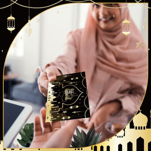 150 Pcs Eid Mubarak Money Envelopes 6.5x2.88 Inch Eid Al Adha Cash Gift Card Holders Pocket Muslim Gift Envelopes for Holiday Party Supplies Celebrations Decorations(Black Silhouette) - style: Black Silhouette