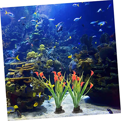 Toyvian 2Pcs Fake Aquarium Plants for Fish Tank Decor Household Aquarium Supply with Stable Base Safe for Aquatic Animals Desktop and Office Decoration