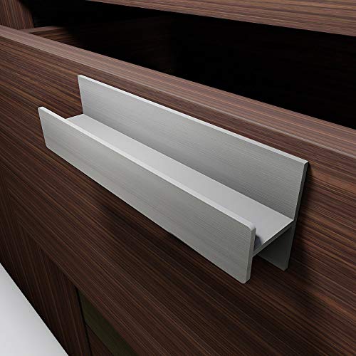 HRX Self-Adhesive Edge Fingerpull Door Handle - Easy to Install Screwless Peel and Stick on Glass, Wood, Metal, Plastic - Sliding Doors Knob for Kitchen Fronts, Drawers & Dressers Panels - 2 Pack - color: Clear Polished