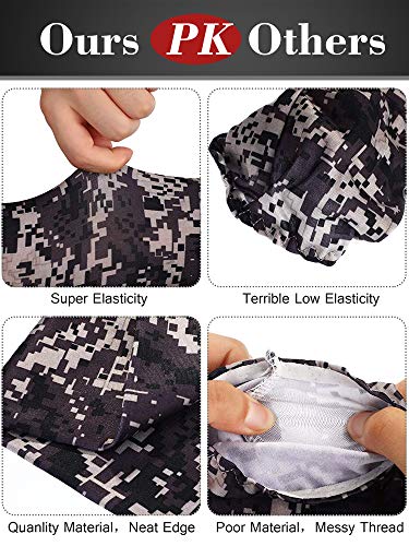 9 Pairs Unisex UV Protection Sleeves Arm Cooling Ice Silk Arm Cover Sleeves (Camouflage, Black)