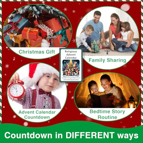 Religious Christian Advent Calendar 2025 for Kids β 24 Mindful Bible Verse Kindness Advent Scripture Activity Cards with Fun Act, Sunday School Christmas Countdown, Jesus Advent Activity for Family