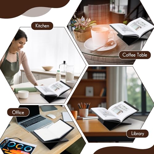 Large Acrylic Book Stands 15.8" x 9.5" x 5.4" Thicken Book Holder for Display Reading Open Coffee Table Stand for Cookbooks, Bible, Quran, Art, Magazines(Black) - color: Black