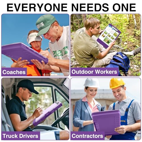 Sooez Original Clipboard with 2 Storage & Pen Holder, Heavy Duty Clip Boards 8.5x11 with Dual Storage, Clearview Dry Erase Coach Clipboard with Real Hinge, High Capacity, School & Office Supplies - color: Purple