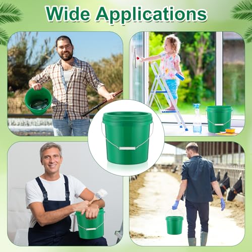 Tioncy 10 Pcs 2 Gallon Plastic Buckets with Lids and Handles,Green | Storage Pails for Paint, Cleaning, Organizing, Durable Containers, Metal Handles, Plastic Material - color: Green