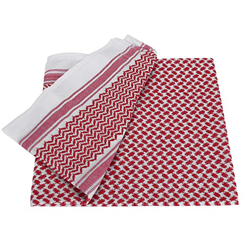 PENINSULA LOVE Men Arab Shemagh keffiyeh Scarf Muslim Turban Middle East Desert Hijab Head Wrap Shemagh with Aqel Rope 54x54 - color: Red