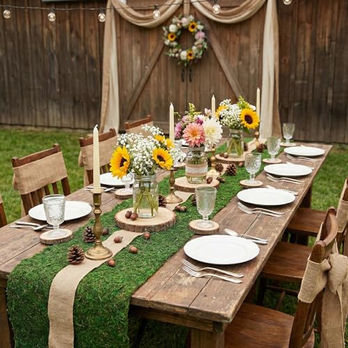 Fake Moss Table Runner 71" x12" - Realistic Green Moss Sheet for Crafts, Garden Party Decorations, Woodland Theme, Forest Decor 30x180CM