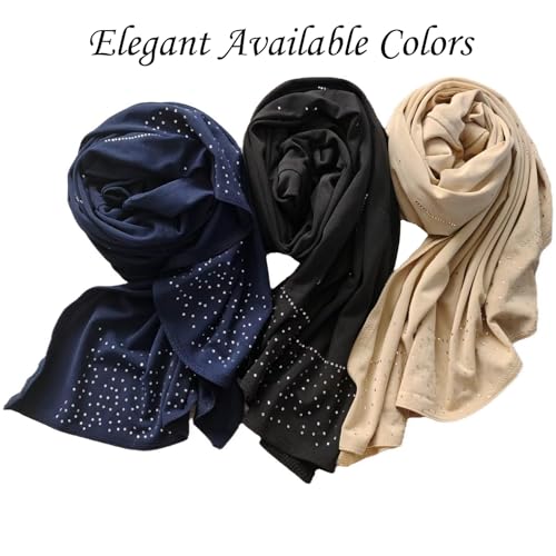 Ready To Wear Instant Hijab for Women Girls Muslim Slip-On Khimar Hijab Scarf Rhinestone Hijabs Islamic Abaya Turban - color: Black