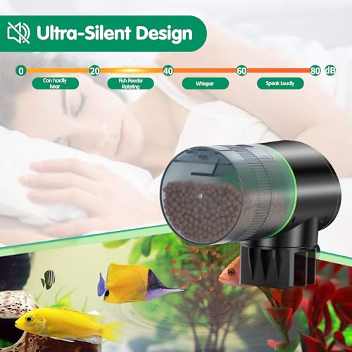 Ycozy Automatic Fish Feeder Rechargeable with USB Cable Moisture-Proof Intelligent Electric Fish/Turtle Feeder for Aquarium & Fish Tank (Plug Powered-EV) - size: Plug Powered-EV