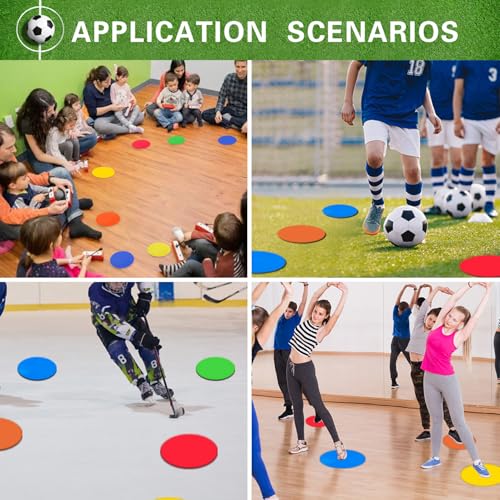 Poly Spot Markers 4 inch/9 inch Non-Slip Rubber Agility Training Markers Floor Dots Flat Field Cones for Football, Soccer, Basketball, School Exercise Drills, Dance Practice - style: 4 inch 12 Pcs (TPE)