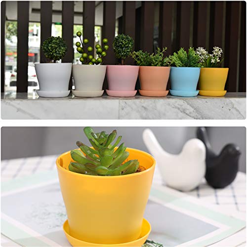 16-Pack 4" Plastic Flower Plant Pots Thickened Seedlings Nursery Pots, Colorful Flower Plant Container Seed Starting Pots with Pallet (8 Colors) - color: Multicolor