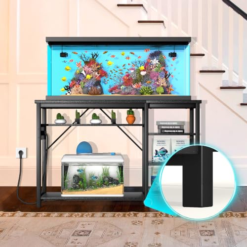 GRLEAF 20-40 Gallon Aquarium Stand: 800LB Capacity, Built-In Power Outlets, 3-Tier Shelves for Fish Tank Accessories Storage, Heavy-Duty Steel/Wood Hybrid for Fish & Reptile Tanks | Excludes Tank - size: 30-40 Gallon
